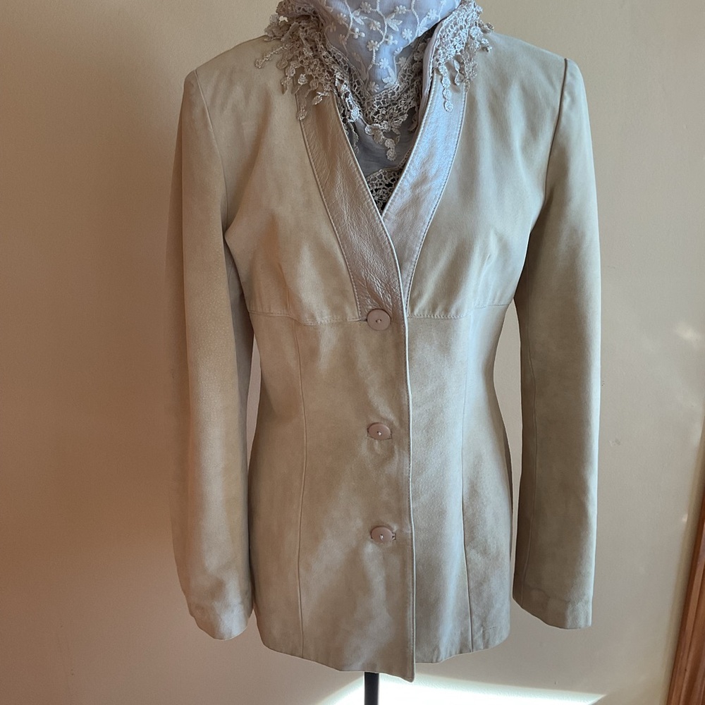 Danier Cream Women's Genuine Suede Leather Jacket/Blazer S